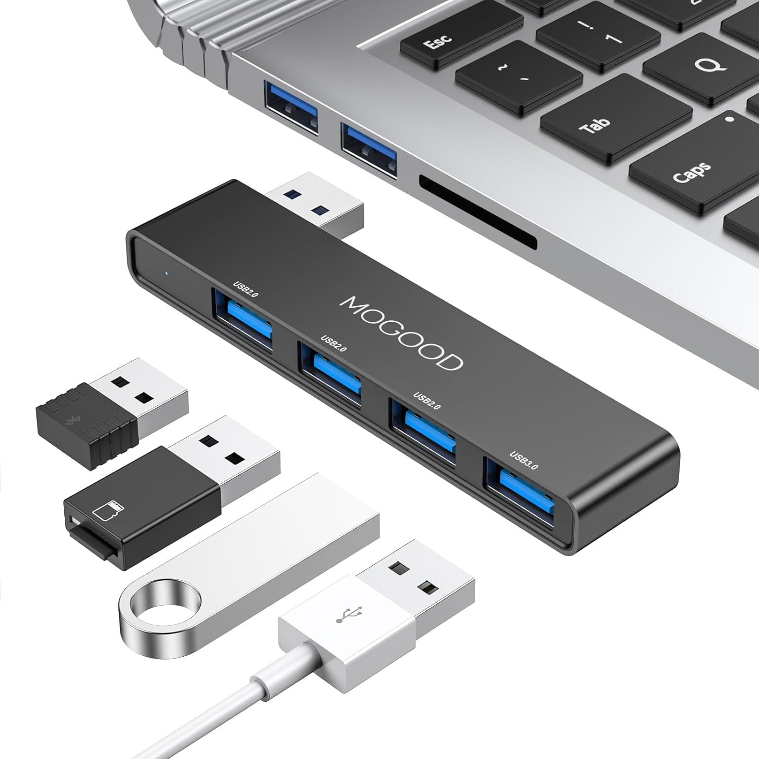 USB 3.0 Hub for Laptop, Ultra Slim Data Hub with 4 Ports Type A Adapter