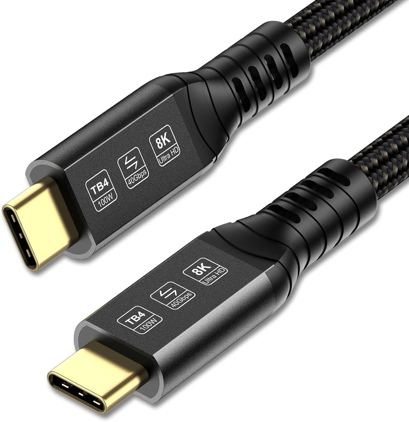 Thunderbolt 4 USB-C Cable 2m, 40Gbps Data Transfer, 8K@60Hz Display, 100W Fast Charging for iPhone 15 Pro, MacBook Air/Pro, iPad Pro