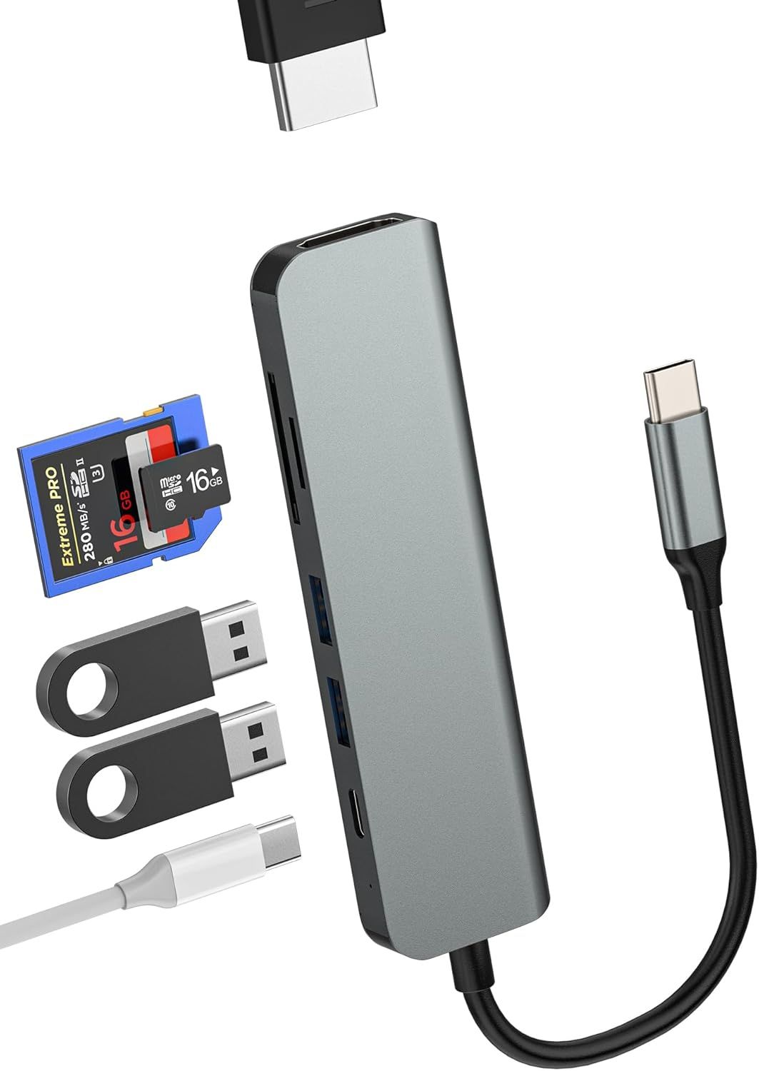 VDFHDFJGFJ USB-C 6-in-1 Hub Adapter
