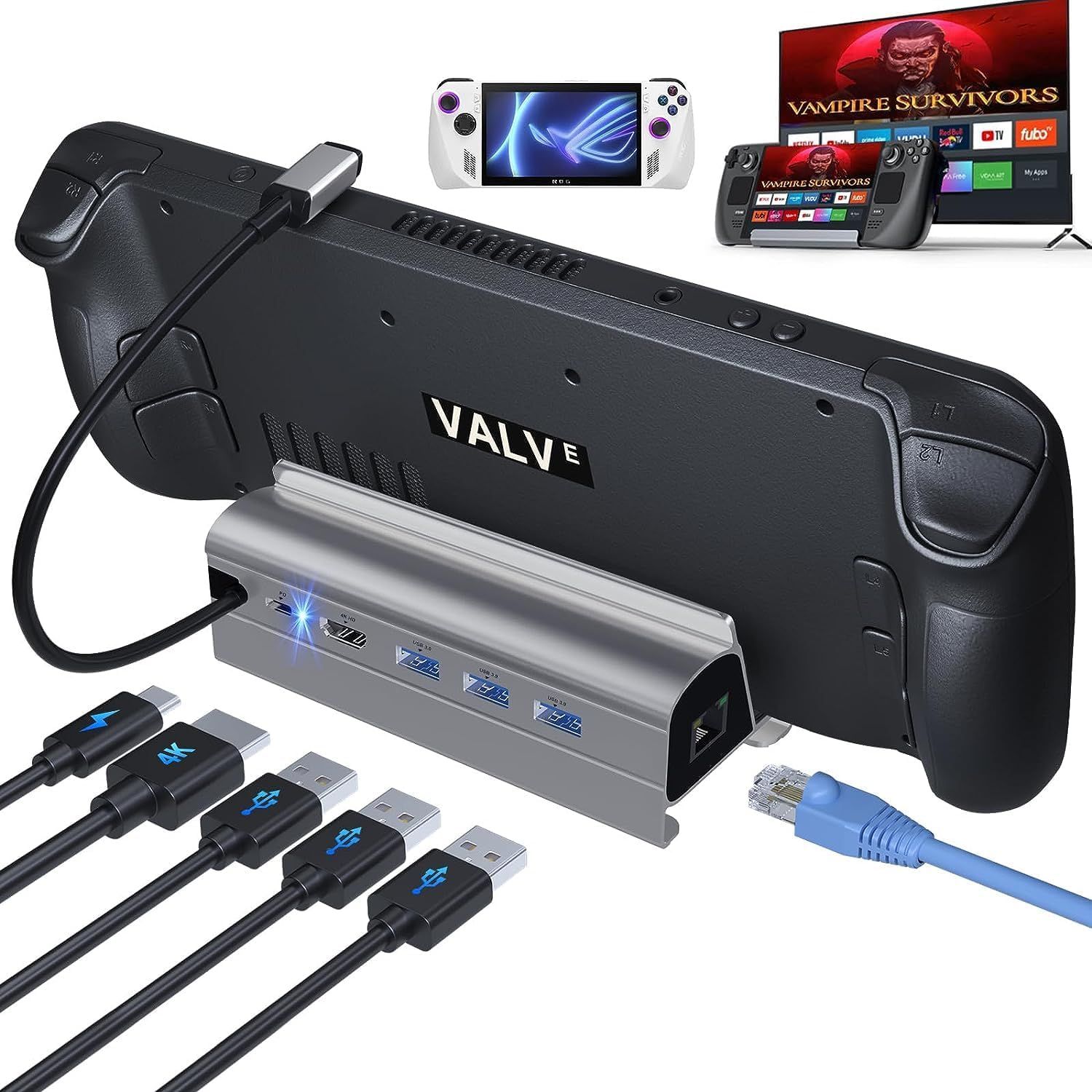 Steam Deck Docking Station with USB-C 6-in-1 Hub
