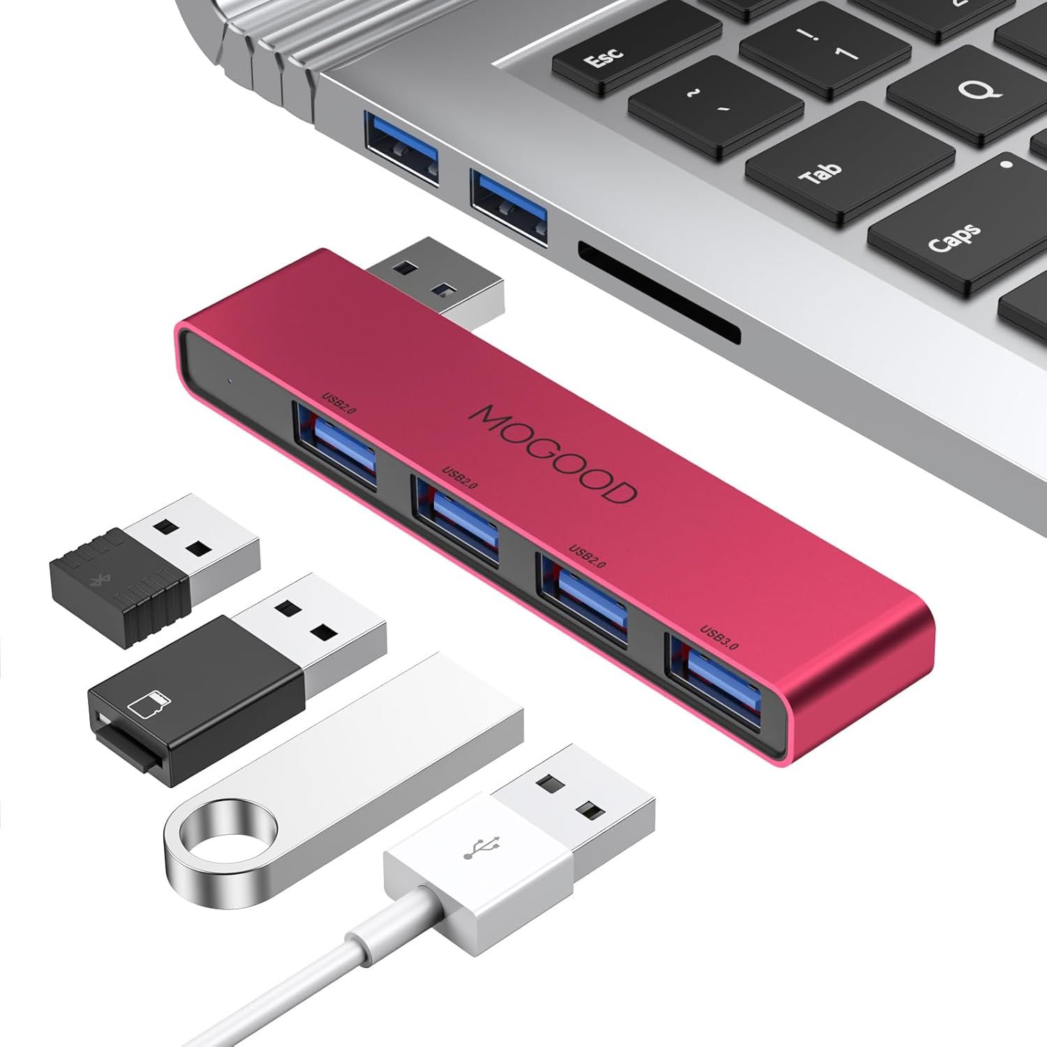 USB 3.0 Hub for Laptop, Ultra Slim Data Hub with 4 Ports