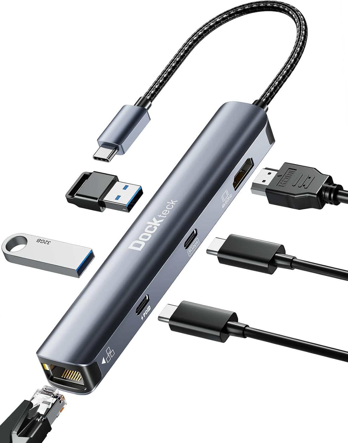 VDFHDFJGFJ USB-C 6-in-1 Dock Adapter