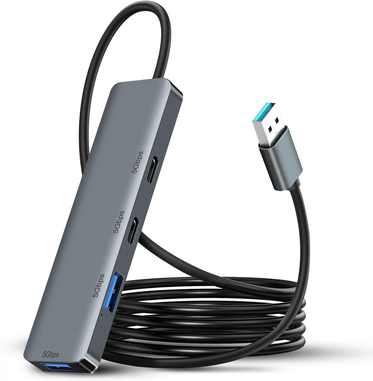 USB 3.0 Hub - 4-Port USB Splitter, 5Gbps High-Speed Data Transfer, Aluminum Alloy Design
