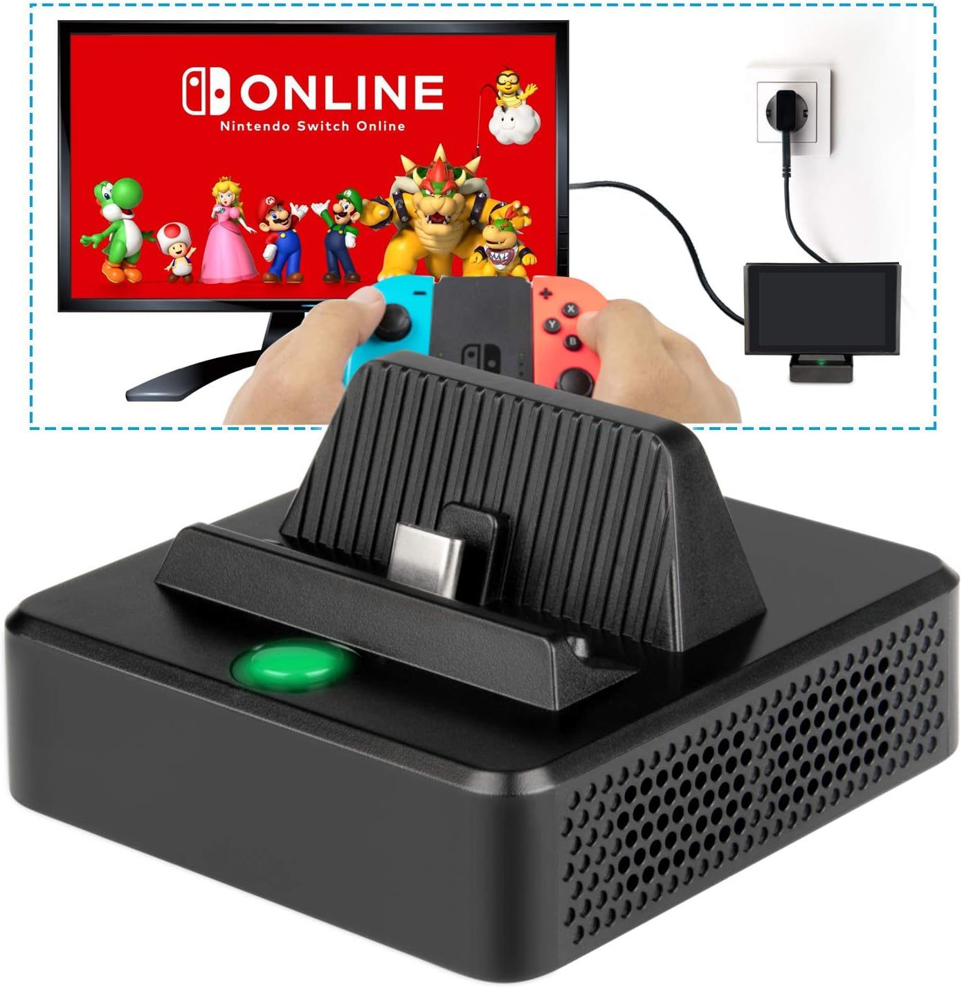 VDFHDFJGFJ Charging Stand for NS Switch/Switch OLED - Portable TV Dock with USB-C Power Port, USB 3.0 Input Port, and HDMI for Switch