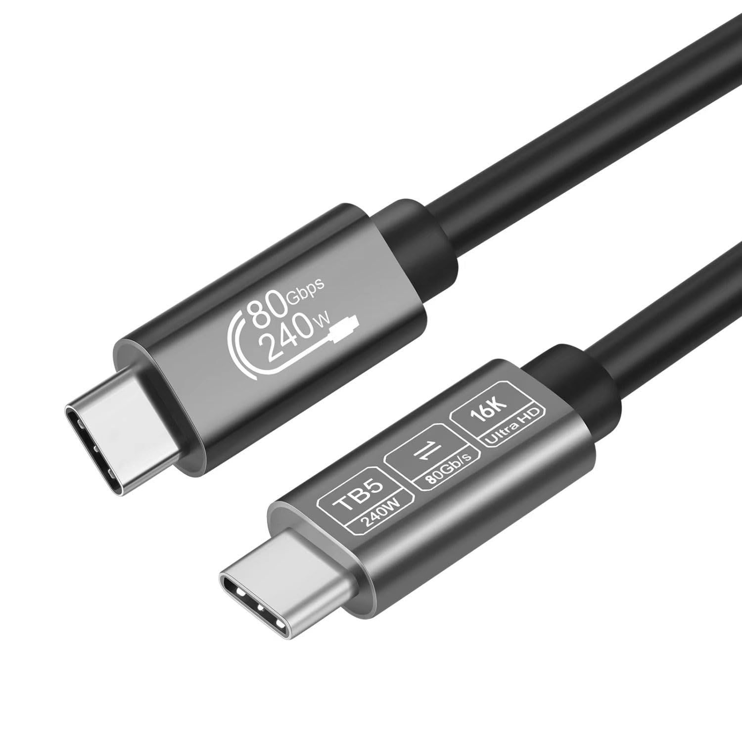 Thunderbolt 5 USB-C Cable 80Gbps, 1.8m, 240W Charging, Supports 16K/8K Display