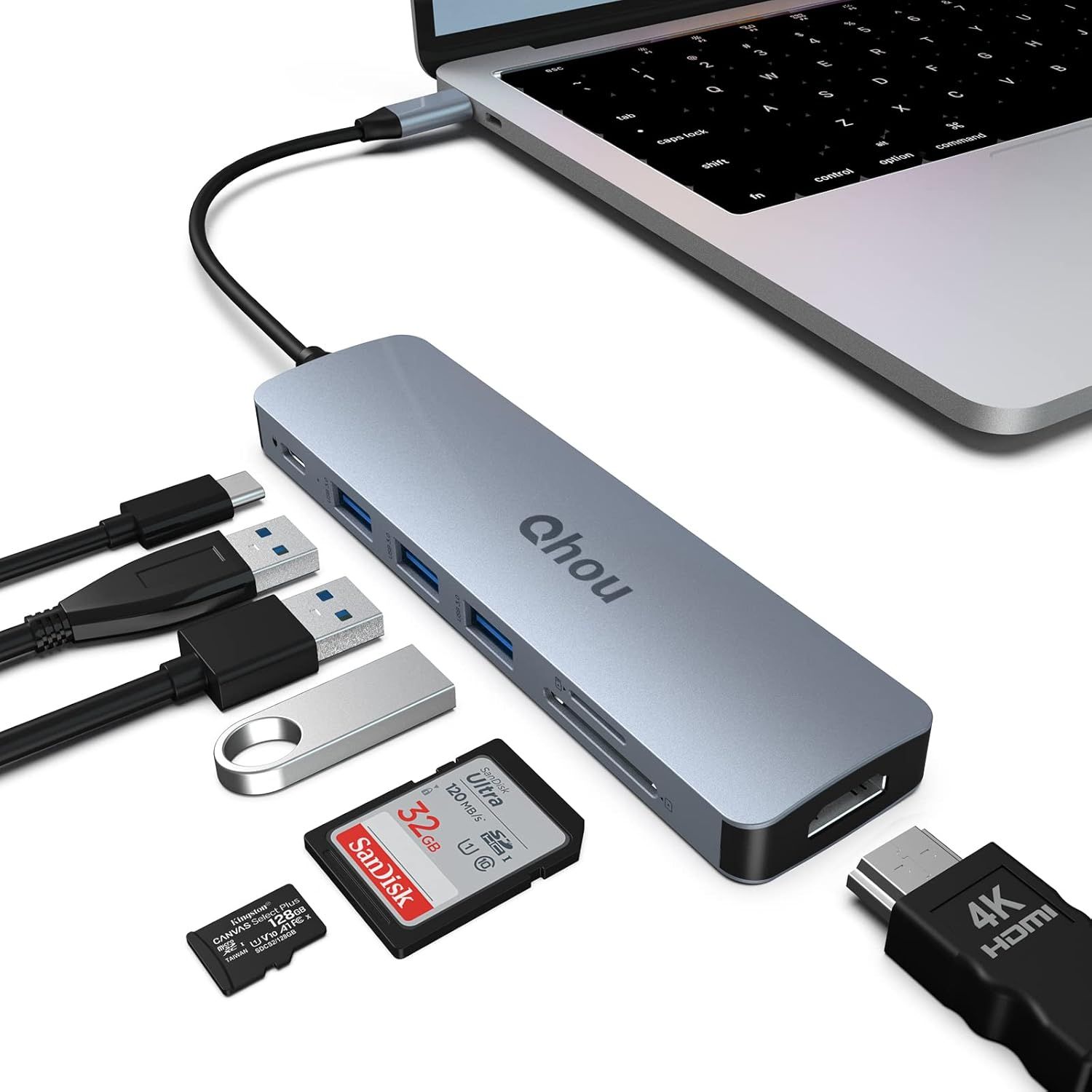 VDFHDFJGFJ Hub USB C - 6-in-1 Adapter for MacBook Air/Pro, Dual Display 4K HDMI Docking Station