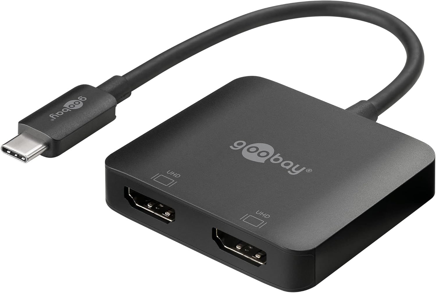 USB-C to HDMI Adapter/Hub with 2 Ports, 4K @ 60Hz, 32.4 Gbit/s, Black