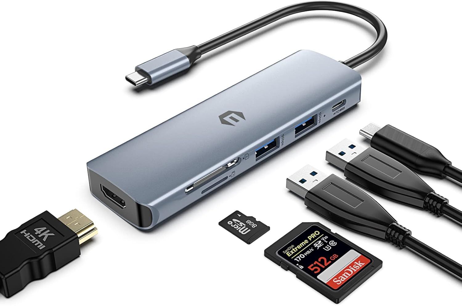 VDFHDFJGFJ USB-C 6-in-1 Hub Adapter