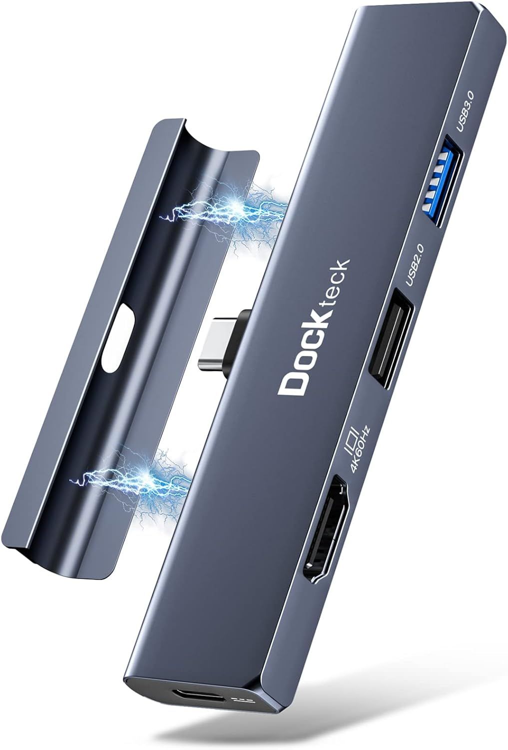 USB-C Hub for iPad Pro - 5-in-1 Adapter with HDMI 4K 60Hz, 100W PD, USB 3.0, Audio, Magnetic Grip Dock