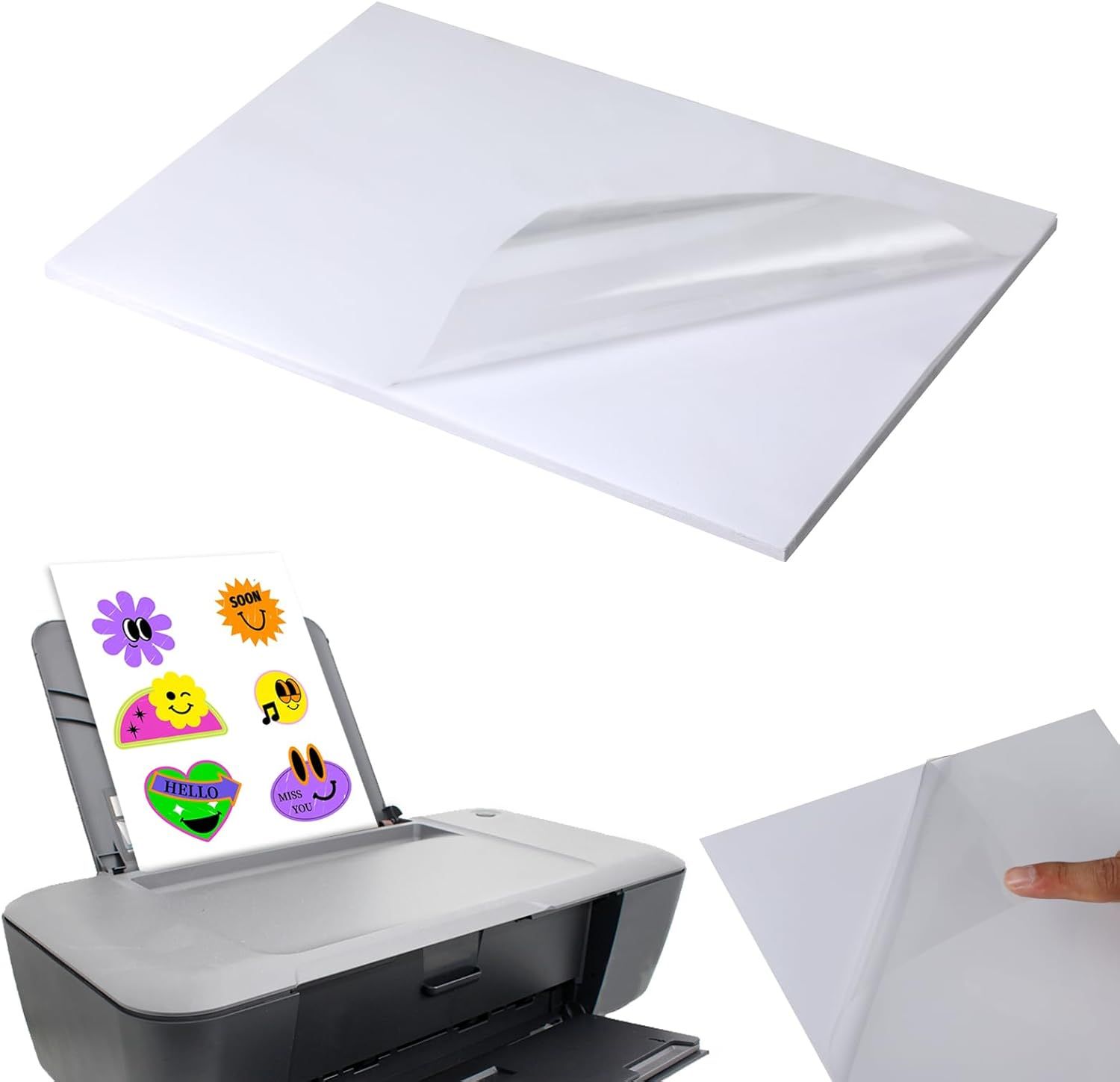 VFSDGDHDFH A4 Printable Sticker Sheets, 25 Pack, Transparent Adhesive for Laser & Inkjet Printers