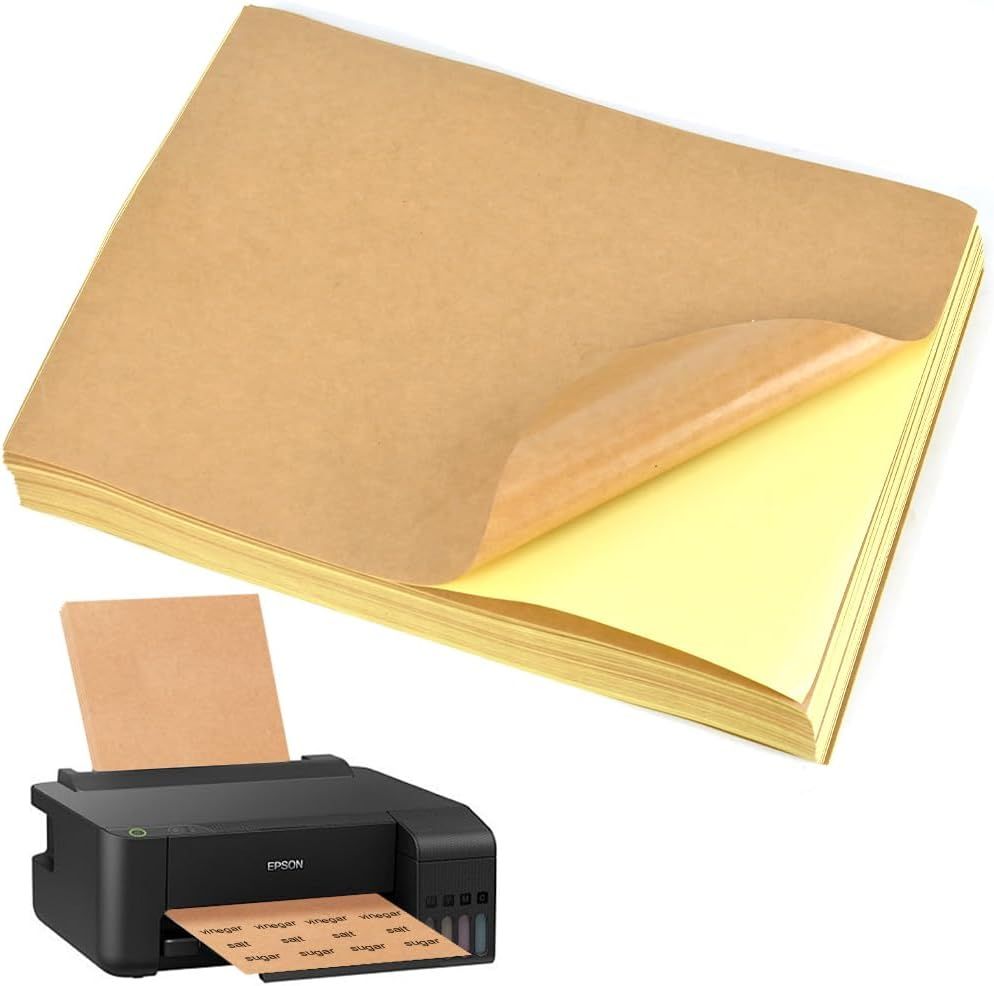 100 Pack Kraft Paper Stickers for Printers