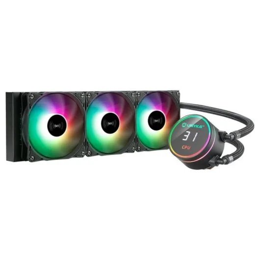 UNYKAch AquaStorm 360 Liquid Cooling Kit with Temperature Display, Black