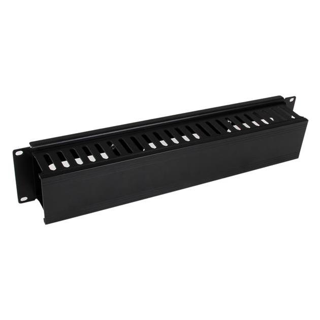 Panel de gestión de cables horizontal StarTech.com 2U para rack de servidor - Manguito de cable cubierto
