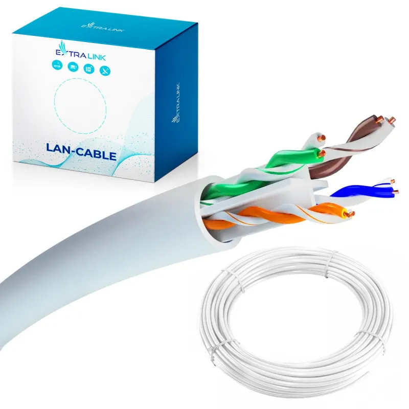 Extralink EX.32358 Network Cable, 50m Cat6 U/UTP (UTP) - White