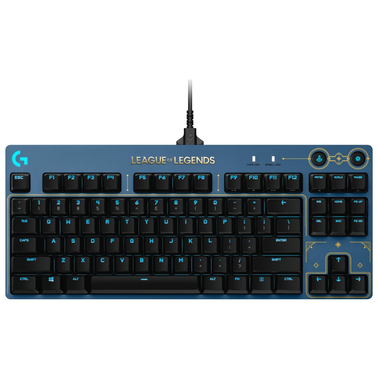 Logitech G920 Gaming Keyboard, USB QWERTY Layout, Nordic Black, Blue and Gold