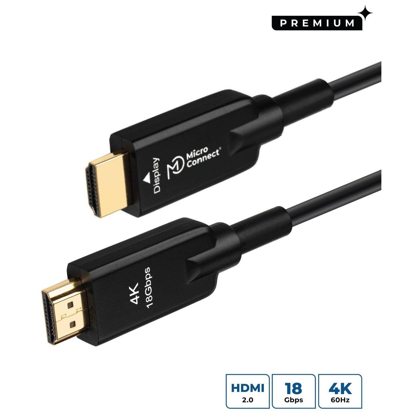 Cable HDMI MicroConect AOP V2.0, 50 m, Negro