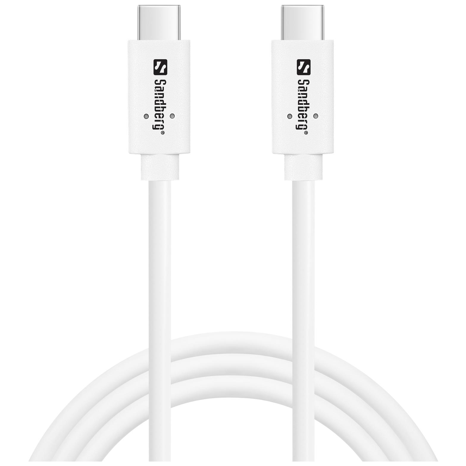 Cable Sandberg USB-C 1 m, USB 3.2 Gen 2 (3.1 Gen 2), Blanco