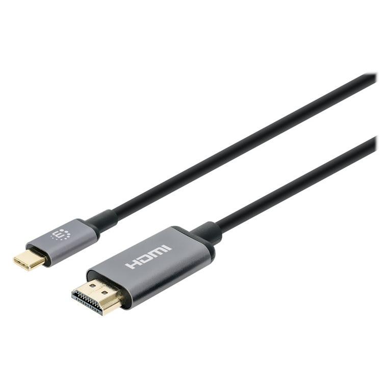 IC Intracom USB-C to HDMI Adapter - 2m, Black, Dual Shielding, 4K60Hz (3840 x 2160)