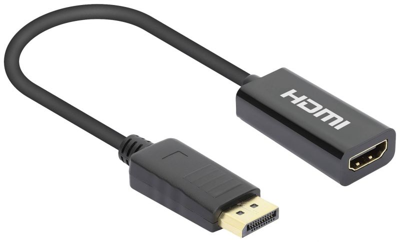 IC Intracom DisplayPort 1.2 to HDMI Active Adapter, 4K@60Hz, 15cm, Black, Male to Female, Not Bi-Directional, 3 Year Warranty