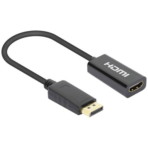 Adaptateur actif DisplayPort de Manhattan vers HDMI, 4K@60Hz, 15 cm, Noir, Mâle à Femelle, Non bidirectionnel, Garantie de 3 ans