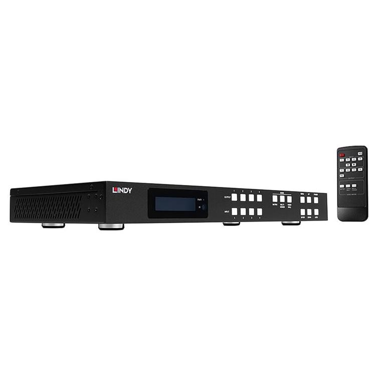 Lindy 4K60 Video/Audio Switch - 4x4 Matrix with Seamless Multi-View Scaling