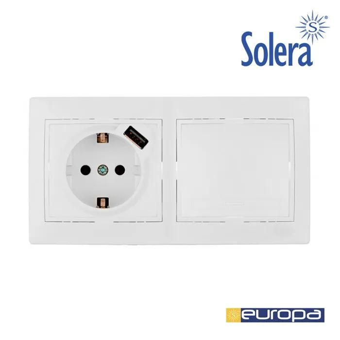 Solera Electrical Outlet - 42974 - Switch Kit + Base with USB + 2-Piece Frame (154 x 81 x 10 mm)
