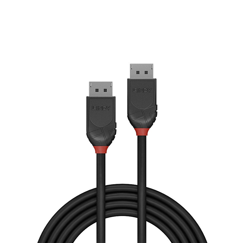 Lindy DisplayPort 2.1 Cable, 0.5m, Black Line