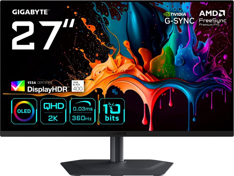Écran de jeu Gigabyte MO27Q3 de 27 pouces QD-OLED QHD 360 Hz 0,03 ms