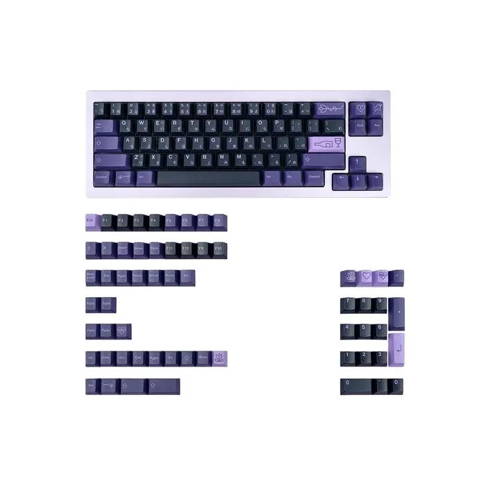 JOLINTAL Mechanical Keyboard Keycaps - 129 Keys, Violet Japanese PBT Dye-Sub - Customization Kit for QWERTY Keyboard