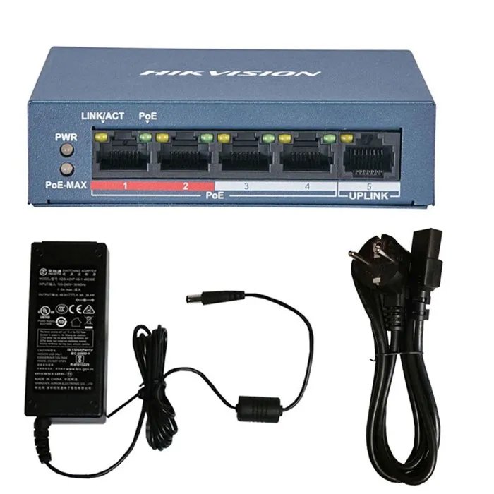 Hikvision PoE Switch - 5 Ports - 300m Long Reach - 6KV Protection