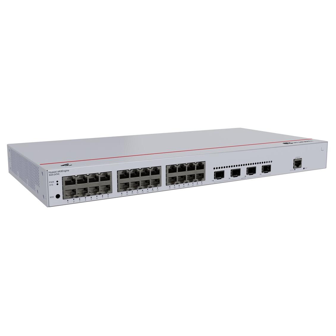 Huawei eKitEngine S220 Series S220-24T4X - Switch - Managed - 24 x Gigabit Ethernet + 4 x 10G SFP+ - Side-to-Front Airflow - Rack-Mountable