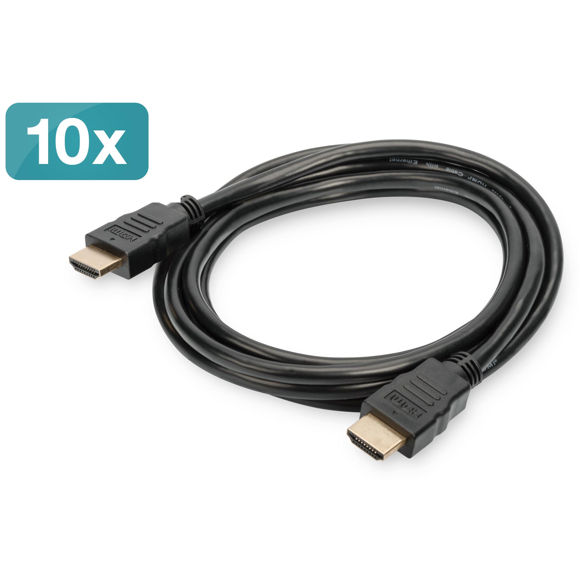 Kit de cable HDMI Digitus de alta velocidad, 10 unidades con conexión Ethernet