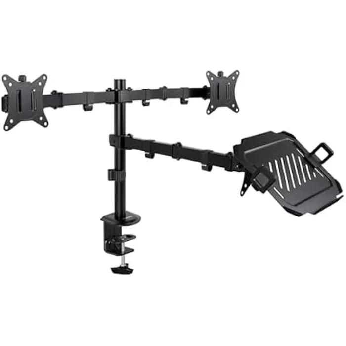 Soporte para Monitores Tooq DB1202TN-B para 2 Pantallas con Portátil Incorporado - Negro