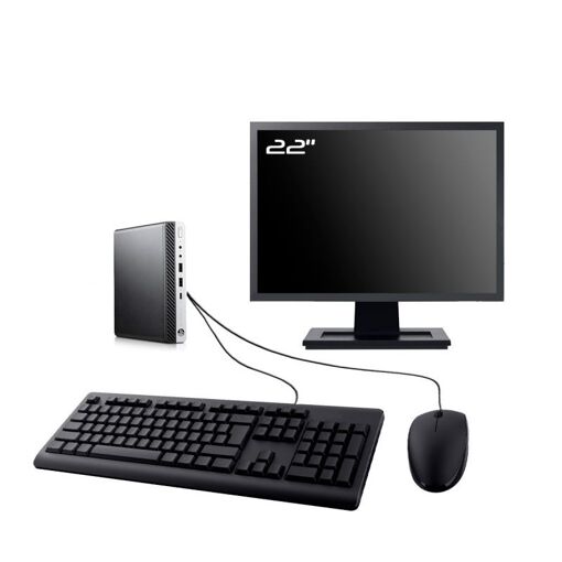 HP EliteDesk 800 G4 Desktop PC - 22" Screen, Intel i3-8100T, 8GB RAM, 2TB SSD, Windows 11