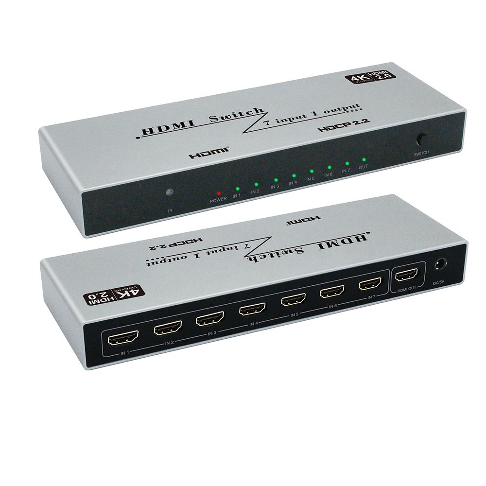 INF YZ-A072-V0 4K HDMI Switch - 7 Inputs, 1 Output with IR Remote