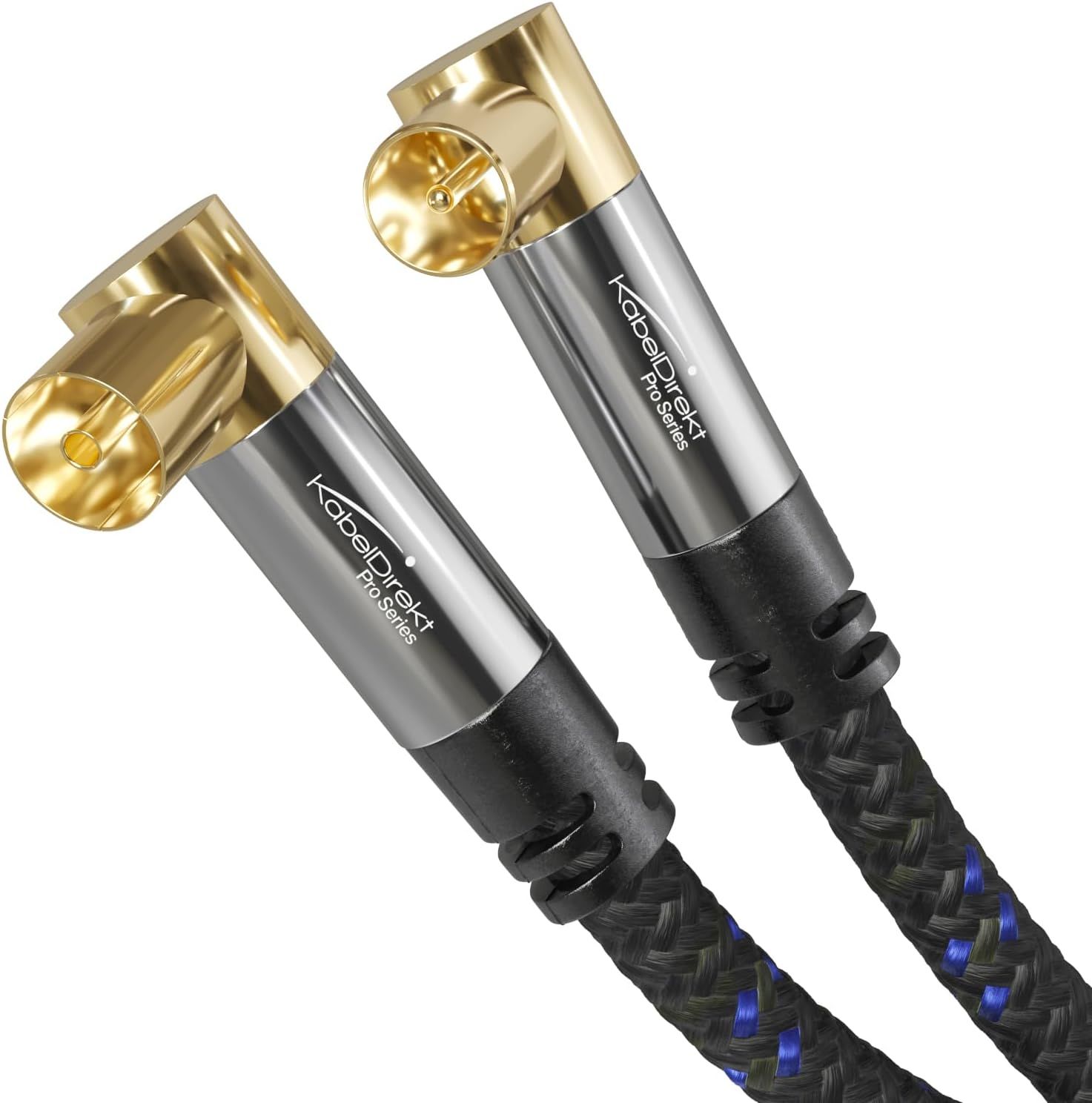VSNDGHSUYDGF 4K TV Bendable Coaxial Cable, 1.5m with Metal Unbreakable Connector for Digital and Analog TV (2x 90° Bends)