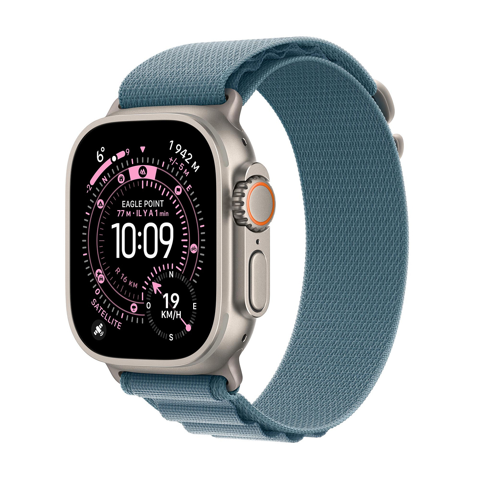 Apple Watch Ultra 3 GPS + Cellular 49 mm Natural Titanium Alpine Buckle Light Blue M
