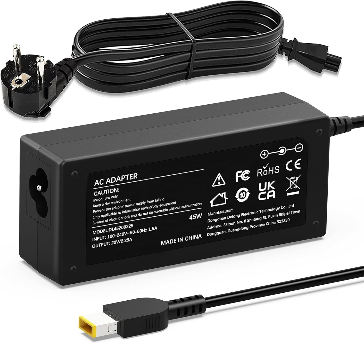 Cargador portátil de 45W compatible con modelos Lenovo ThinkPad e IdeaPad