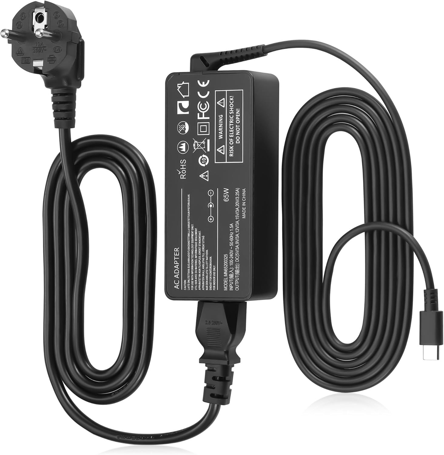 Cargador 65W USB-C, Cargador Portátil Universal USB-C para Portátiles