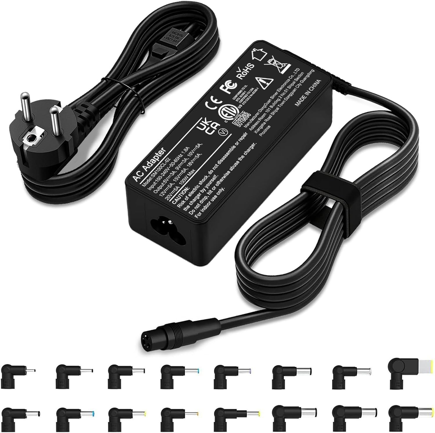 Universal 90W Laptop Charger with 16 Tips - Compatible with HP, Dell, Acer, ASUS, Samsung, Lenovo, Sony, Toshiba, Fujitsu, IBM, etc.
