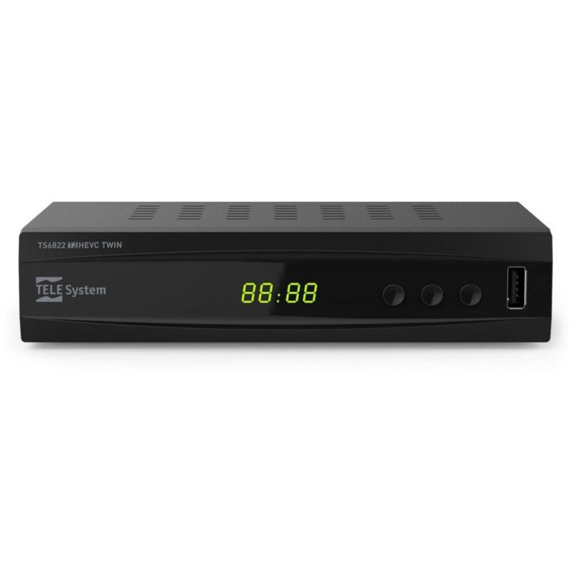 Telesystem TS6822 T2HEVC Twin Cable HD Receiver - Black