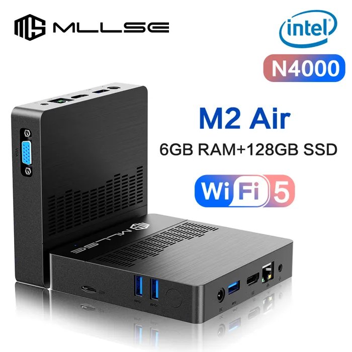 MLLSE Mini PC N4000 - Windows 11, 6GB RAM, 128GB SSD, Wi-Fi Dual-Band, Bluetooth