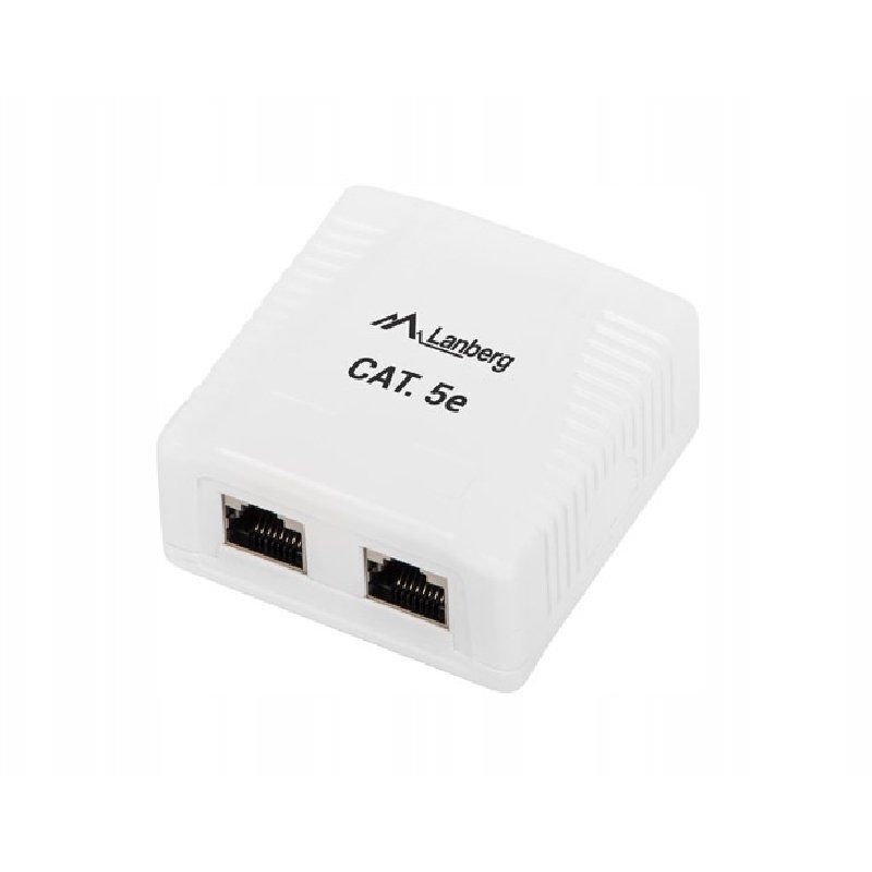 Lanberg OS5-0002-W, Cat. 5e Surface Mount Shielded RJ45 Jack Pair