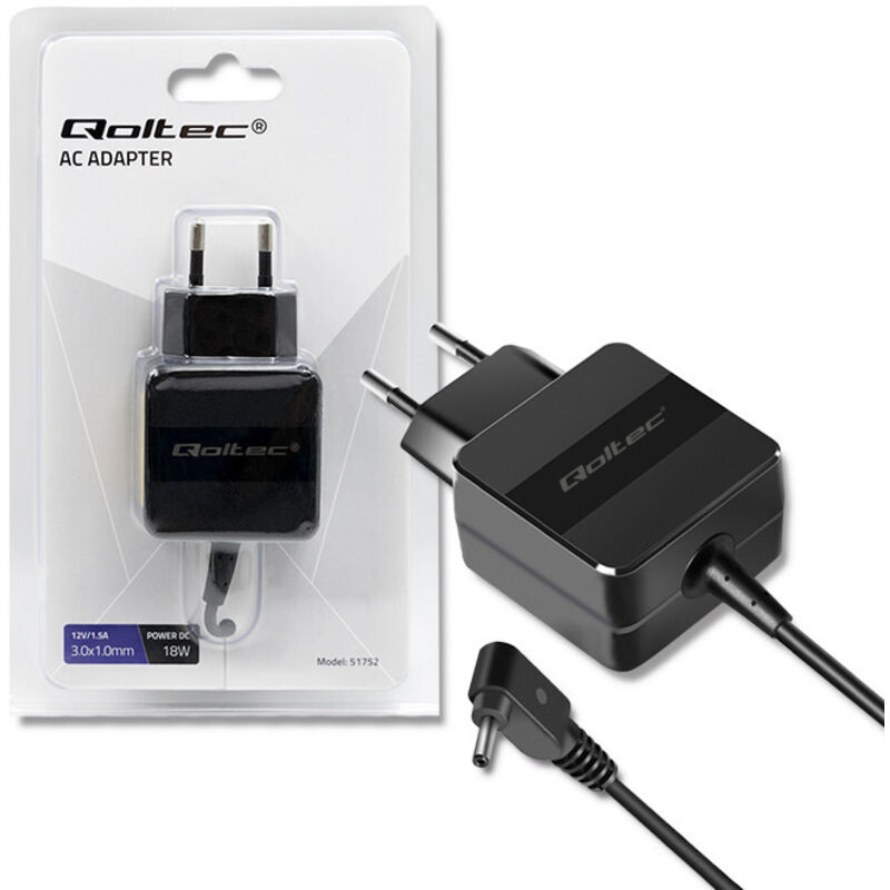 Adaptador de corriente Qoltec para portátil Acer de 18W, 12V, 1.5A