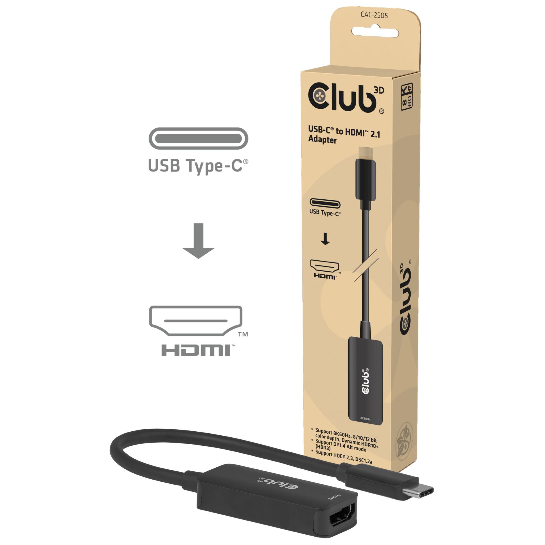 Club 3D USB-C to HDMI + USB Cable (0.4ft)