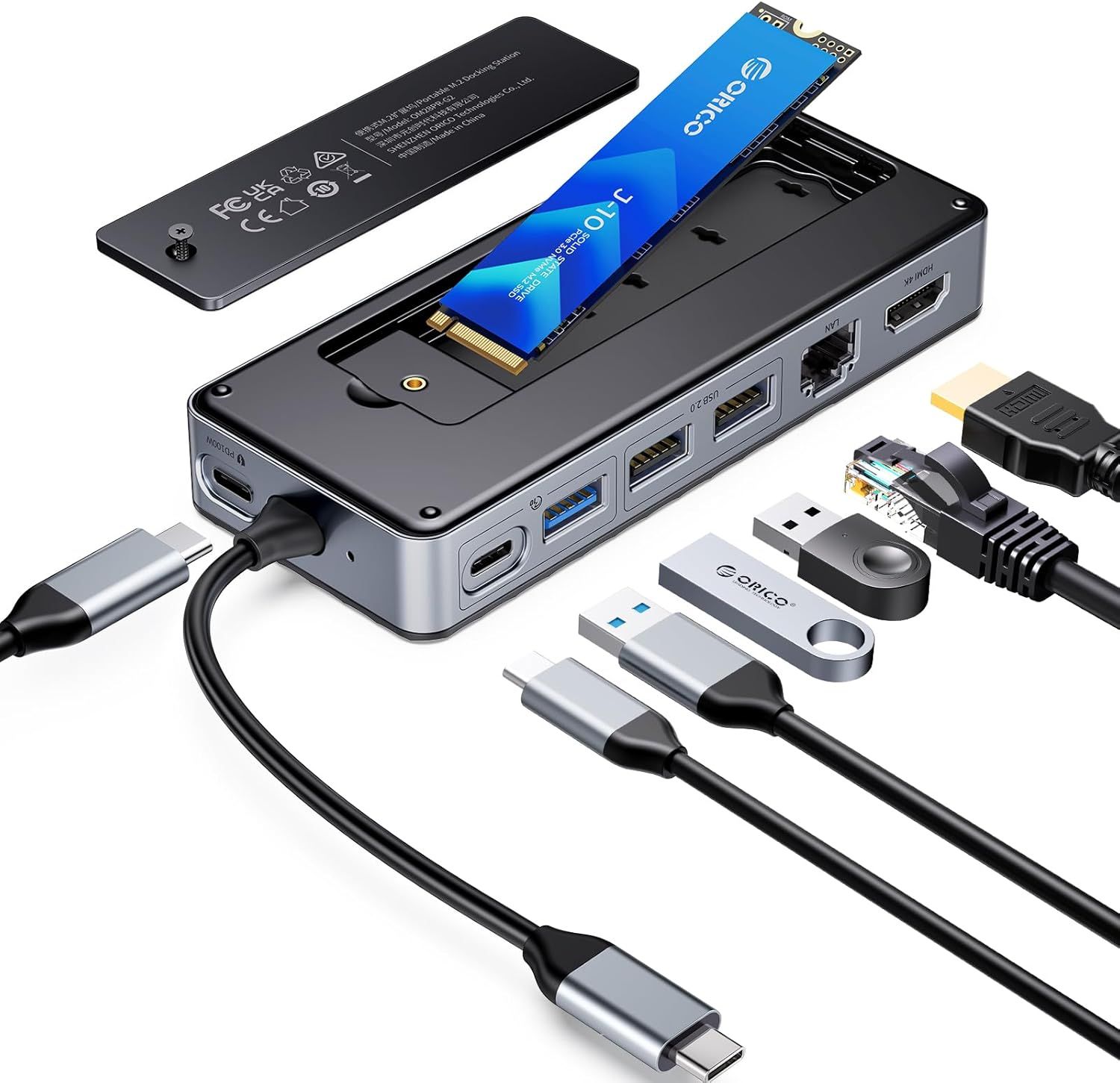 SYNERGIA SERENITE 8-in-1 USB C Docking Station with M.2 SSD Case
