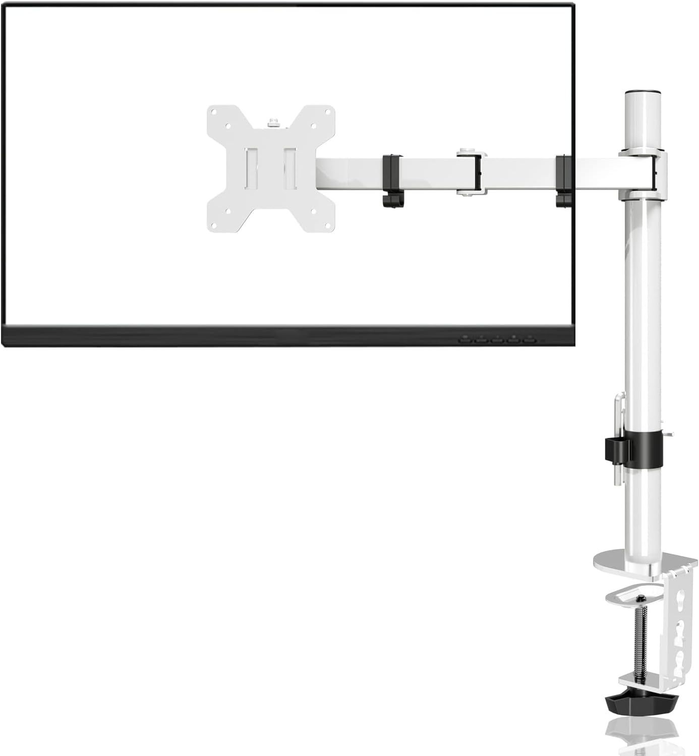 Adjustable Monitor Arm for 13-32 Inch Screens, Vesa 75/100mm, Max 10kg Load, White (MD9421W)