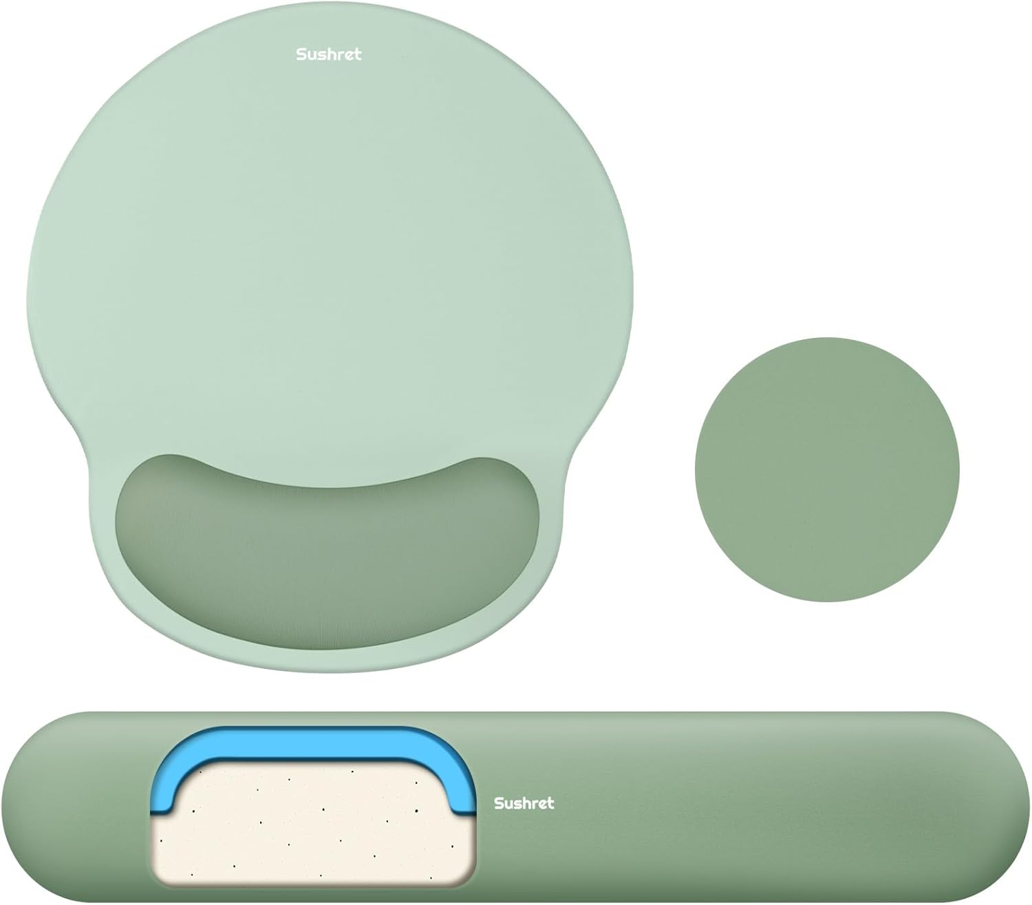 Ergonomic 3-in-1 Gel Memory Mouse Pad and Keyboard Wrist Rest, SYNERGIA SERENITY