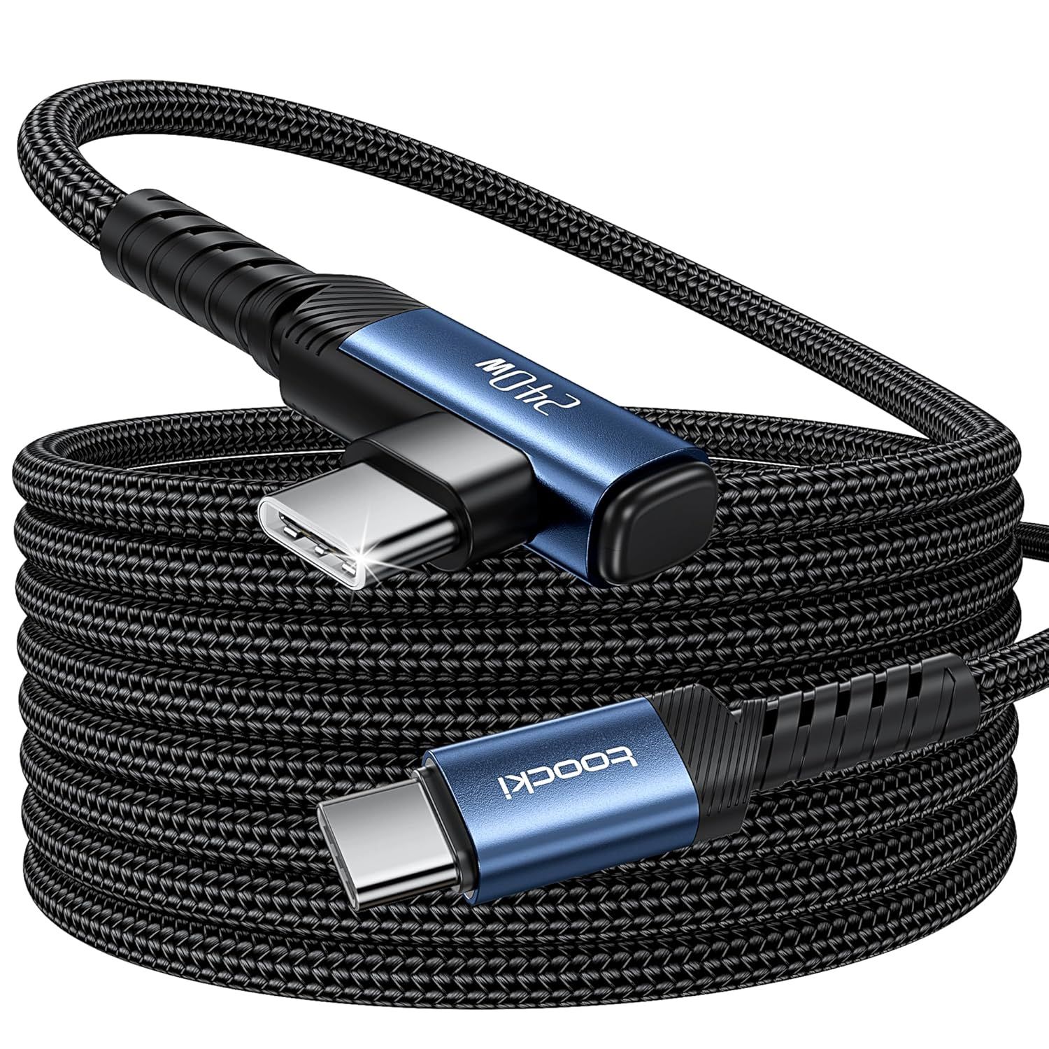 SYNERGIA SERENITE USB-C to USB-C Cable, 240W, Quick Charge PD3.1 & 480Mbps Data Transfer, 2m Twisted Nylon for iPhone 17 Pro Max/16/16 Pro Max/15, MacBook Pro, iPad, Galaxy S25, Blue