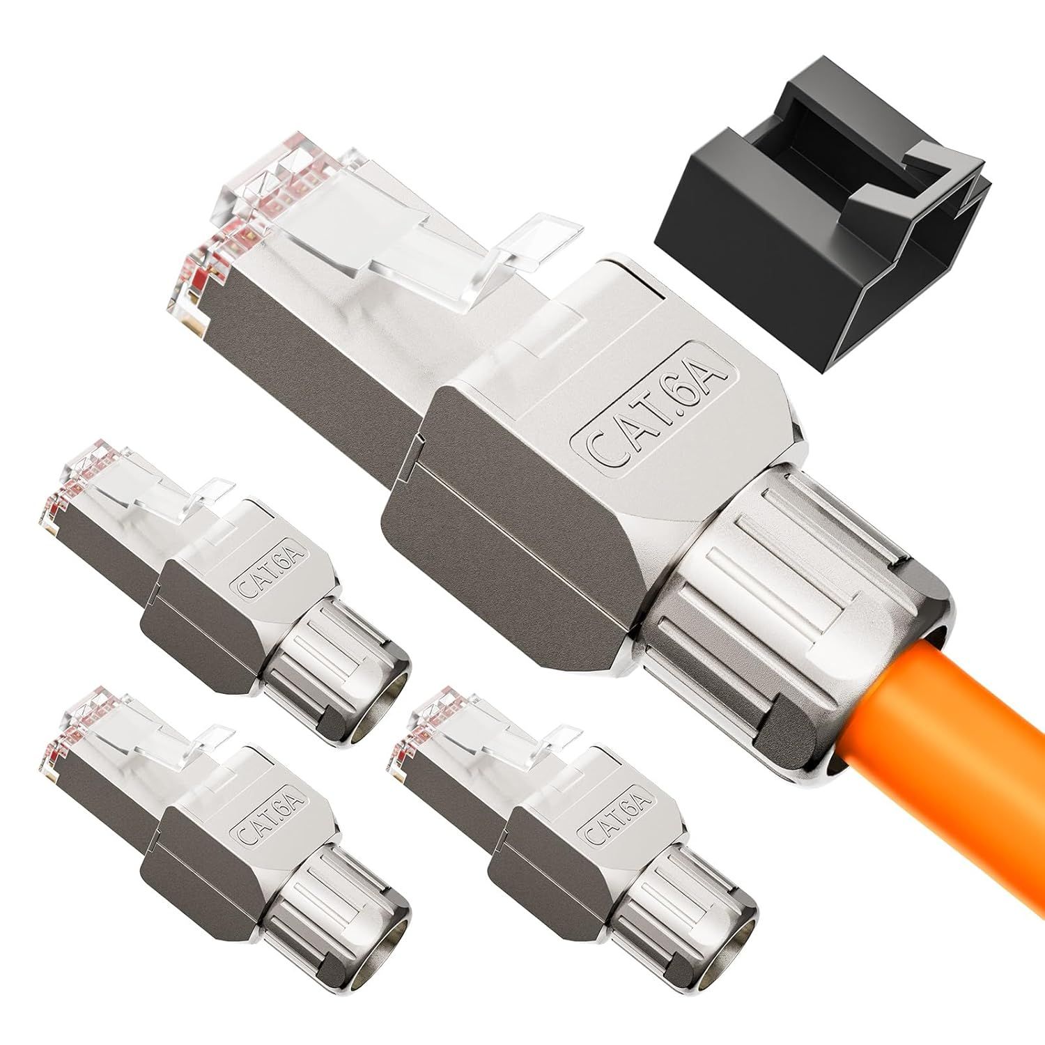Conector RJ45 sin herramienta, Cat6A/Cat6 para instalación, 10 Gbps, 500 MHz, compatible con cables de red de 22 a 24 AWG, 4 piezas